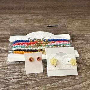 Bracelet set of 7 & two pairs of earrings handmade/New